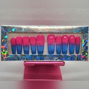 Pink to Blue Ombre Press On Nails
